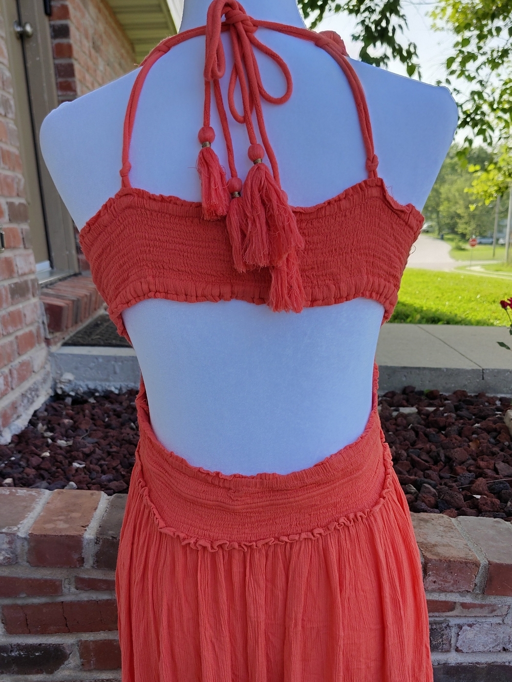 Free People Santa Maria Sun Blake Lace Tassel Maxi Dress Size L Bohemian Beachy - Picture 11 of 16